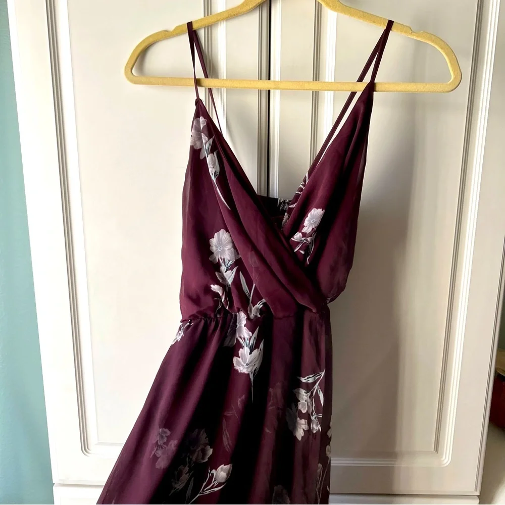 Sienna Sky Maroon Floral Elegant Dress - Picture 1 of 8